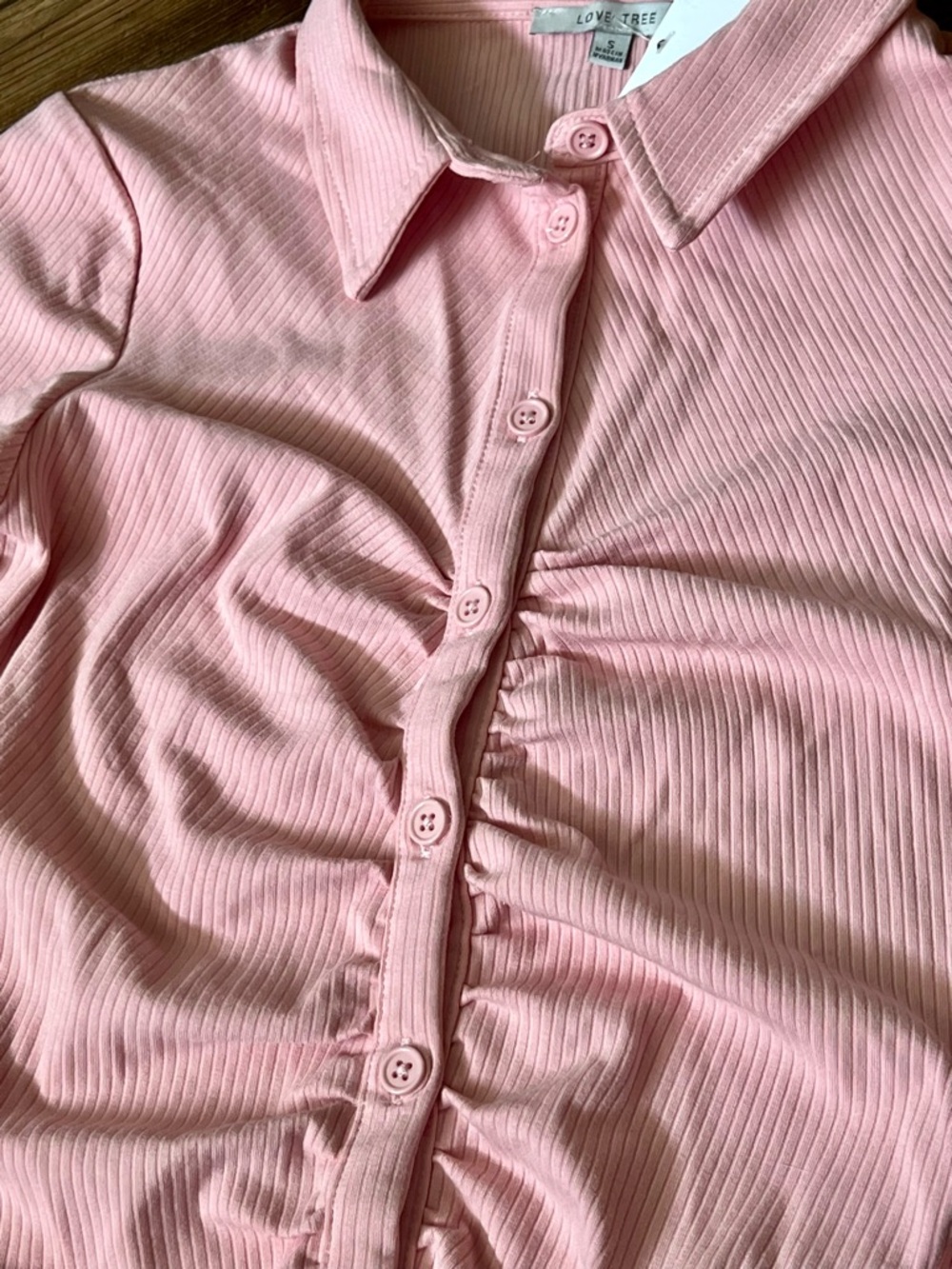 Pink Ruched Collared Dress - Picture 5 of 6